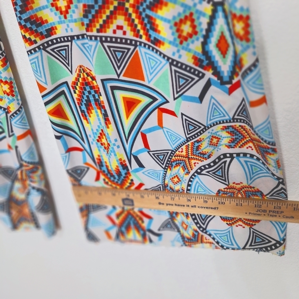 Always Multicolor Geometric Pattern Pull On High Rise Boho Wide Leg Pants Size L - Picture 5 of 12